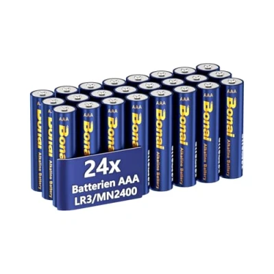 Abbildung von BONAI Longlife Alkaline Batterien AAA (24 Stück) 1,5V Micro LR03 Alkalibatterien, leistungsstark, Ideal für Wecker, Fieberthermometer, Dekorative Lampen und andere Geräte mit Hohem Energiebedarf