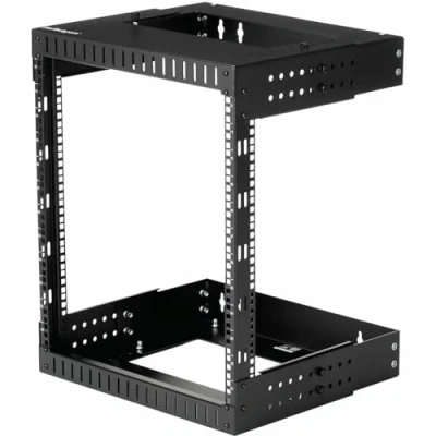 Abbildung von StarTech.com 2 Pfosten 12HE Heavy Duty Wandmontage Netzwerk Rack, 19&quot; Open Frame Server Rack mit Einstellbarer Tiefe, Daten für IT/AV/Patch Panele/Computer Ausrüstung (RK12WALLOA)