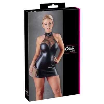 Abbildung von Kleid im Wetlook mit Spitzeneinsätzen