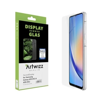 Abbildung von Artwizz SecondDisplay Schutzglas kompatibel mit Galaxy A35 / A55 HD Displayschutz aus Sicherheitsglas, 9H Härtegrad, Hüllenfreundlich
