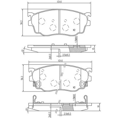 Abbildung von MAPCO 6743 Bremsbelagsatz Vorderachse inkl. Verschleißwarnkontakt MAZDA: 323 F 6, 626 V Hatchback, Premacy