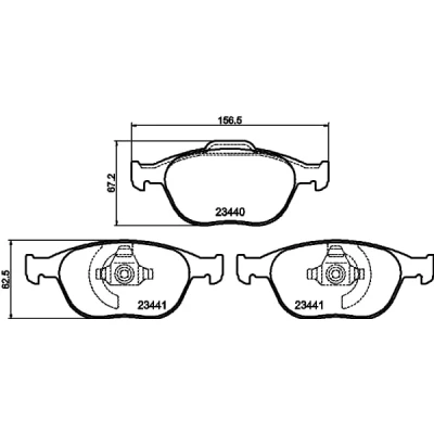 Abbildung von HELLA 8DB 355 009 561 Bremsbelagsatz nicht für Verschleißwarnanzeiger vorbereitet FORD: Focus Mk1 Schrägheck, Kombi