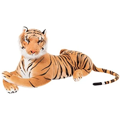 Abbildung von BRUBAKER Kuscheltier XXL Tiger 110 cm liegend (1 St., König des Dschungels), Stofftier Plüschtier
