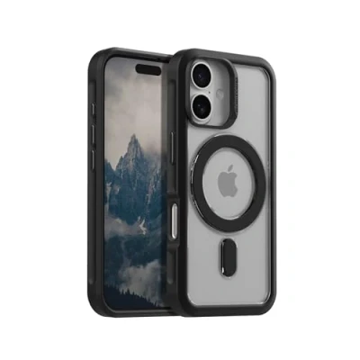 Abbildung von Rokform Schlanke Hülle kompatibel mit dem iPhone 16, magnetische Hülle, Falltest (transparent)