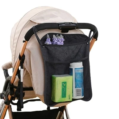Abbildung von König Design Universal Kinderwagen Einkaufsnetz Organizer Baby Tasche Buggy Kinderwagennetz, Farbe:Schwarz