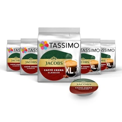 Abbildung von Tassimo Kapseln Jacobs Caffè Crema Classico XL, 80 Kaffeekapseln, 5er Pack, 5 x 16 Getränke