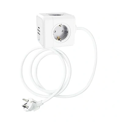Abbildung von Technaxx Powercube Steckdosenwürfel USB TX 195 mit Kindersicherung, 2X A, 1x C, 4X 230V Steckdosen &amp; 1.4m Kabel Mehrfachstecker Würfel Steckdose ist Perfekt für Zuhause Büro