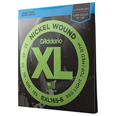 Abbildung von D&#039;Addario E Bass Gitarrensaiten Saiten Bassgitarre Strings Guitar EXL165 6 Custom Light, 32 135 (6 String) Long Scale