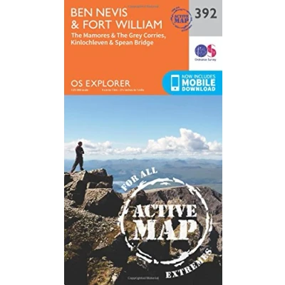 Abbildung von Ben Nevis and Fort William, the Mamores Grey Corries, Kinlochleven Spean Bridge (OS Explorer Active Map, Band 392)