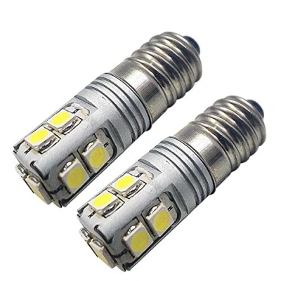 Abbildung von Ruiandsion 2 Stück E10 LED Lampe 4,5V 6V 9V 12V 18V 4 30Volt Schraubensockel 3030 10SMD Chips Weiß Upgrade für Scheinwerfer Taschenlampen Taschenlampe, unpolar