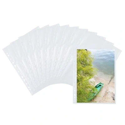 Abbildung von HERMA 7566 Fotohüllen für Ordner, 250 Stück, 20x30 cm, 1 Fach, beidseitig bestückbare Fotophan Fotosichthüllen Sammelhüllen Postkartenhüllen Prospekthüllen mit Eurolochung, weiß