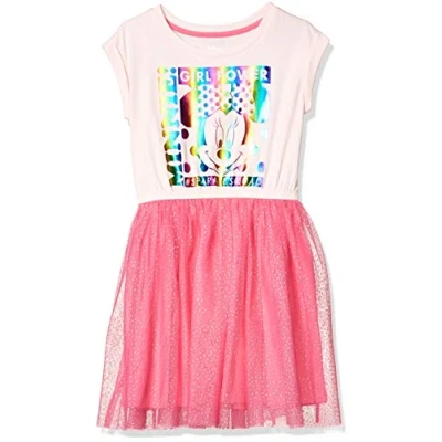 Abbildung von Amazon Essentials Disney Marvel Star Wars Mädchen Tutu Strickkleider mit kurzen Ärmeln Auslauffarben, Minnie Squad Aufdruck, 2 Jahre