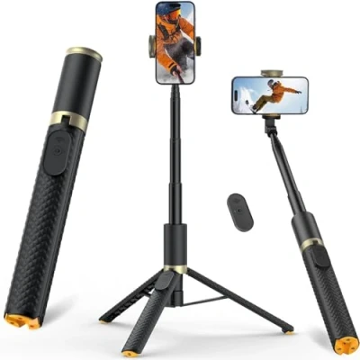Abbildung von Vimose 158cm Handy Stativ All in 1 Selfie Stick mit Fernbedienung, tragbares Reisestativ für Selfies Videoaufnahmen Vlog, ausziehbarer SmartphoneTripod iPhone Android Samsung