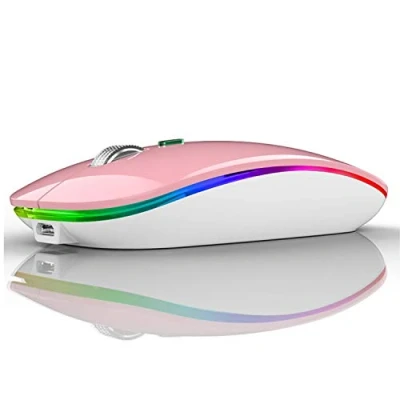 Abbildung von Uiosmuph G12 Maus Kabellos, LED 2.4G Leise Funkmaus Wiederaufladbar Wireless Mousemit Nano USB Empfänger 1600 DPI Computermaus für PC/Laptop/Windows (Rosa)