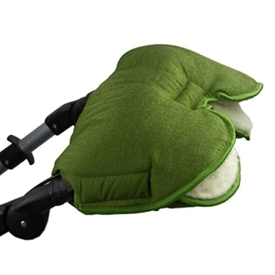 Abbildung von BAMBINIWELT Muff Handwärmer Handschuh für Kinderwagen Buggy mit Lammwolle warme Hände universal MELIERT (dunkelgrün MELIERT)