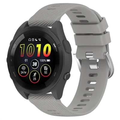 Abbildung von GIOPUEY Armband Kompatibel mit Garmin Forerunner 165, Weiches Silikon [Verschleißfest] [Atmungsaktiv] Ersatzarmband Grey
