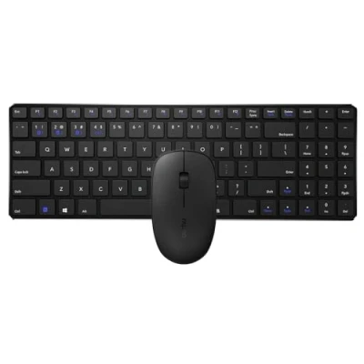 Abbildung von RAPOO Kabellose Tastatur und Maus 9300M (QWERTY ergonomische Bluetooth Maus, Laufzeit bis zu 12 Monate, ultradünne Tastatur, 1300 DPI) Schwarz, (PT Keyboard Layout)