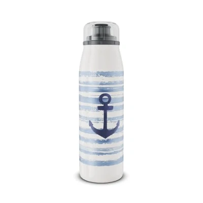 Abbildung von alfi KIDS ISO BOTTLE 500ml, Blau Weiß Anker, Isoliertrinkflasche Kinder Edelstahl, absolut dicht mit Drehverschluss, hält 12 Std. heiß, 24 kalt, Trinkflasche für Kohlensäure, BPA frei