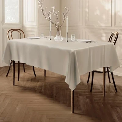 Abbildung von Qualitäts Tischdecke Textil Eckig 140 x 240 cm, Farbe wählbar Elfenbein Crème