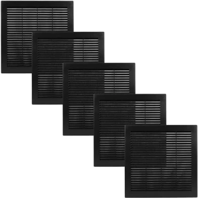 Abbildung von Vent Systems 300x300 mm 5 Stück Schwarze Lüftungsabdeckung flache, quadratische Lüftungsschlitze Integrierter Insektenschutz HVAC Lüftungsöffnungen für Badezimmer, Heimbüro