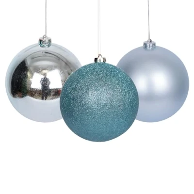 Abbildung von Weihnachtskugeln, bruchsicher, hellblau, 15 cm, 3 Stück, Weihnachtsbaumschmuck, Kugel Ornamente, Bälle, Weihnachtsdekoration, glänzend, matt, glitzernd