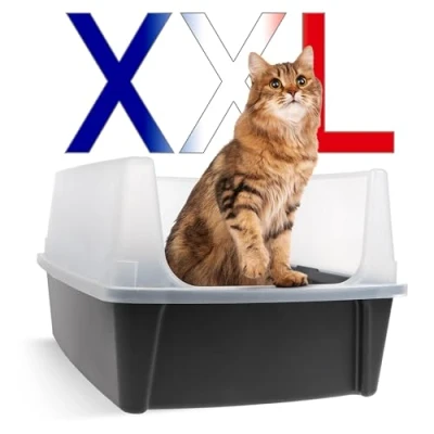 Abbildung von Iris Ohyama, Extra große Katzentoilette, XL grau, hochseitige Ablage, abnehmbare Seiten, auslaufsicher, einfache Reinigung, für erwachsene Katze, zwei Tiere, Maine Coon, BPA frei