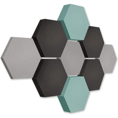 Abbildung von platino24 Akustikpaneele 9 Elemente Edition LOFT 3D I Ø 300mm Akustikplatten Schalldämmung Wand &amp; Decke Akustikschaum Schall Absorber aus Basotect 30 70mm mit farbiger Akustikbeschichtung