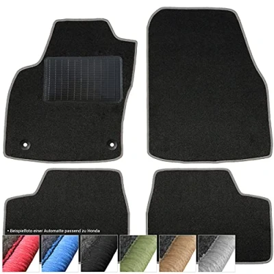 Abbildung von moto MOLTICO Fußmatten Auto Velours Autoteppiche Schwarz Automatten Set 4 teilig passend für Honda Jazz IV 2015 2020 (Graue Ziernähte)