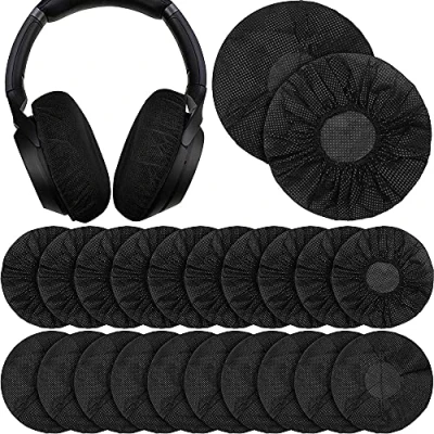 Abbildung von 100 Stück Kopfhörer Abdeckungen, Ohrmuscheln für Kopfhörer, Ohrpolster Schutz, Dehnbare Abdeckungen aus Vliesstoff, Die Meisten On Ear Gaming Headset (Schwarz)