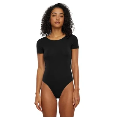 Abbildung von Urban Classics Damen Body Ladies Organic Stretch Jersey Body, Kurzarm für Frauen, Bio Baumwolle, black, M