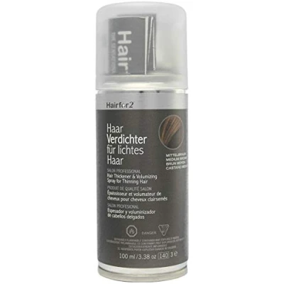 Abbildung von Hairfor2 Haarverdichtungsspray gegen lichtes Haar Haarpuder Streuhaar Haarauffüller Haarausfall Haarverdichter (100ml) (mittelbraun)