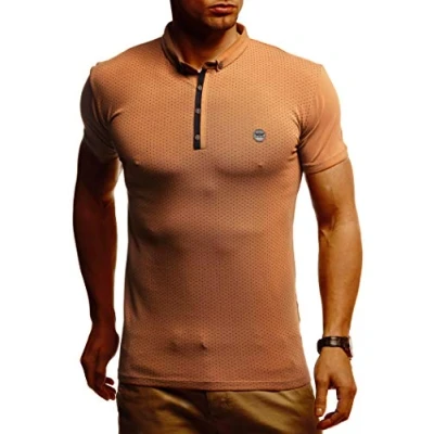 Abbildung von Leif Nelson Sommer Poloshirt Kurzarm Herren T Shirt Kragen (Braun, Größe XL) Casual Männer Poloshirts lang Baumwolle Polo for Men Tshirt