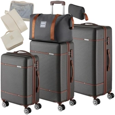 Abbildung von tectake Trolley Reisekofferset, 4 Rollen, 13 teilig, Hartschalen aus robustem ABS Kunststoff