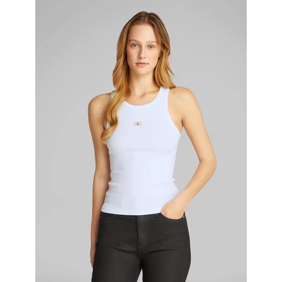 Abbildung von Calvin Klein Jeans Label TANK Top, Damen, Größe: Large, Bright white