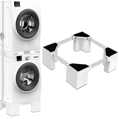 Abbildung von NIUXX Universal Waschmaschinenbasis: Sockel für Waschmaschine Kühlschrank Max 400kg, Verstellbare Breite 46 69 cm Waschmaschinensockel, 16.1cm Hoher Möbelsockel Bad/Waschküche