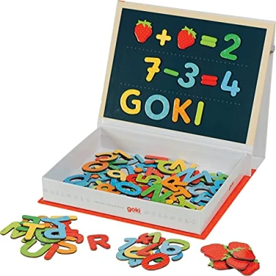 Abbildung von goki Lernspielzeug Magnetspiel kleine Schule (packung, 122 St), Eine interaktive Lerntafel für Entdecker