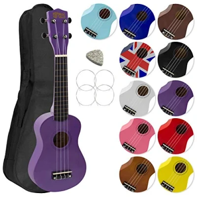 Abbildung von Mad About SU8 PU Sopran Ukulele in Violett mit einer GRATIS Gigbag, Pick und Ersatzsaiten großartig für Schulen Anfänger