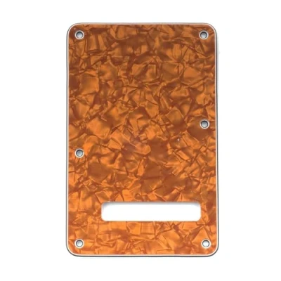 Abbildung von Musiclily 6 Löcher Strat Tremoloabdeckung Back Plate für Fender USA/Mexican Standard Stratocaster Modern Style E Gitarre,4 lagig Yellow Pearl