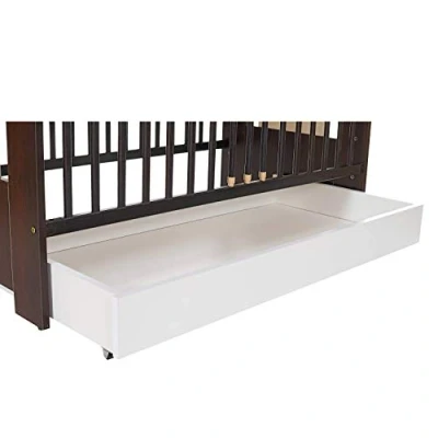 Abbildung von LCP Kids Schubladen Bettkasten mit Rollen zur Aufbewahrung von Kleidung, Bettdecken, Bettzeug oder Spielzeug für 120x60 cm Bett