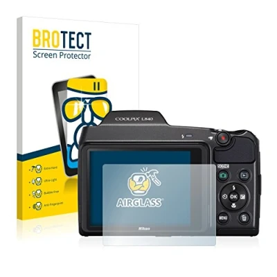 Abbildung von BROTECT Schutzglas für Nikon Coolpix L840 Schutzfolie Panzer Folie Glas [Extrem Kratzfest 9H, Anti Fingerprint, Ultra Transparent]