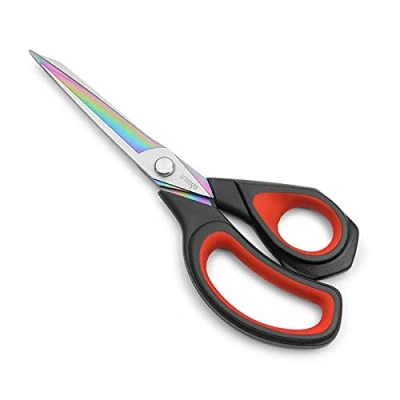 Abbildung von LIVINGO Premium Schneiderschere Hochbelastbar Vielseitig Titanbeschichtung Geschmiedeter Edelstahl Nähen Stoff Leder Schneiderei Komfortgriff Schere Professionelles Basteln (24cm)