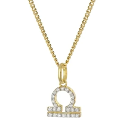 Abbildung von GLIZZ GL8330 07 Sternzeichen Waage Gold 333/8K an vergoldeter Silberkette