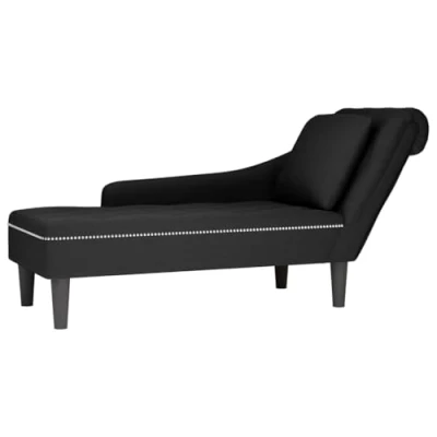Abbildung von vidaXL Chaiselongue, Indoor Lounge Sofa mit Kissen Rechter Armlehne, Gepolsterte Recamiere für Wohnzimmer Schlafzimmer Büro, Polsterliege, Schwarz Samt