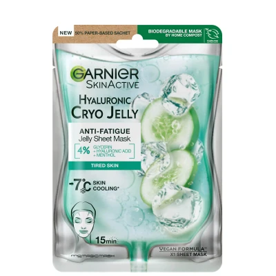 Abbildung von Garnier Anti Fatigue Hyaluronic Acid and Icy Cucumber Cryo Jelly Face Mask 27g