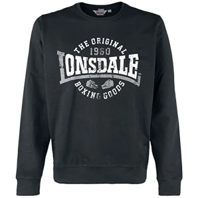 Abbildung von Lonsdale Rundhals Schmale Passform Badfalliste Sweatshirt, Herren, Größe: XXL, Black white grey