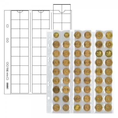 Abbildung von LINDNER Das Original Multi Collect Münzblätter für 54 Münzen bis 20 mm Durchmesser, Zwischenblätter schwarz, 5er Packung