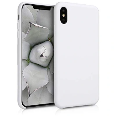 Abbildung von kwmobile Hülle kompatibel mit Apple iPhone XS Max Silikon Handy Case Handyhülle weiche Oberfläche kabelloses Laden Weiß