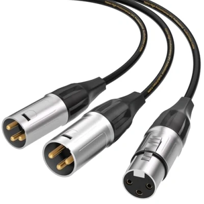 Abbildung von Tisino Balanced XLR Splitter Kabel, 1 Buchse auf 2 Stecker Patch Mikrofonkabel Y Kabel 50cm