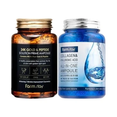 Abbildung von [Farmstay] Best Ampoule Set 250ml + 24K Gold Peptide Solution Prime Collagen Hyaluronic Acid All In One