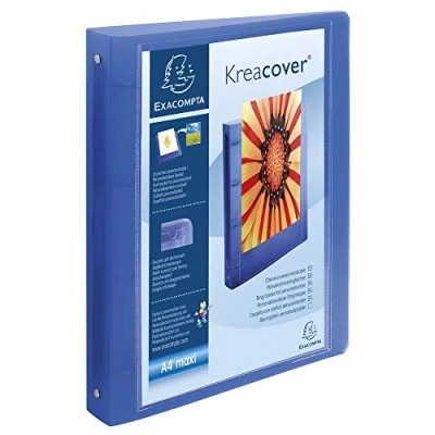 Abbildung von Exacompta 51869E Ringbuch KreaCover aus transluzentem Kunststoff für DIN A4, 4 O Ring Mechanik 30 mm, Rücken 40 1 Stück Zufallsfarbe ideal Schule und Büro Ringhefter Ringordner Ringbuchordner